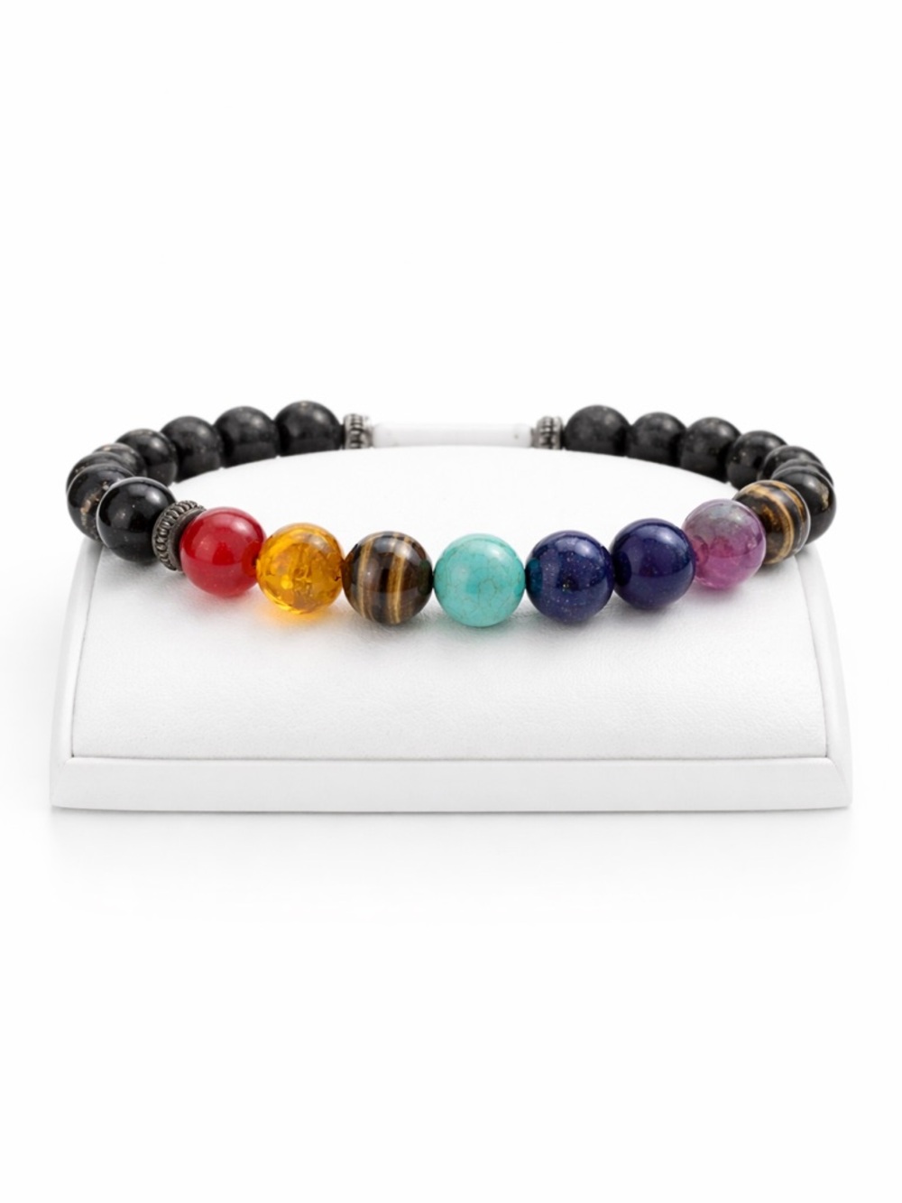 Natural stone beaded stretch bracelet